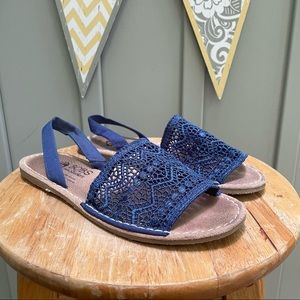 BOBS from Skechers Blue Crochet Lace Sandals Size 6